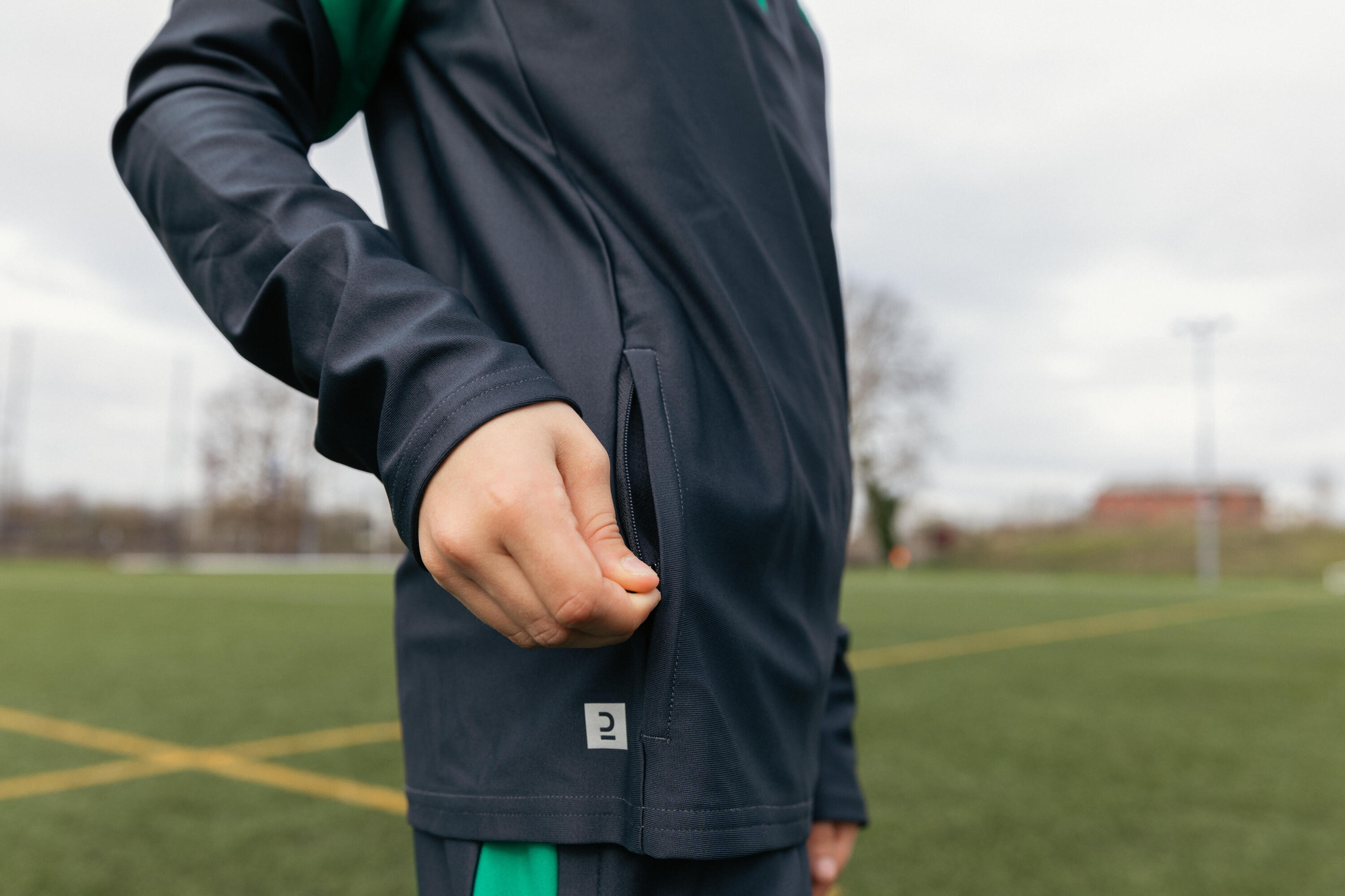Calças de Futebol Criança VIRALTO CLUB Cinzento Carbono/Verde 8/12
