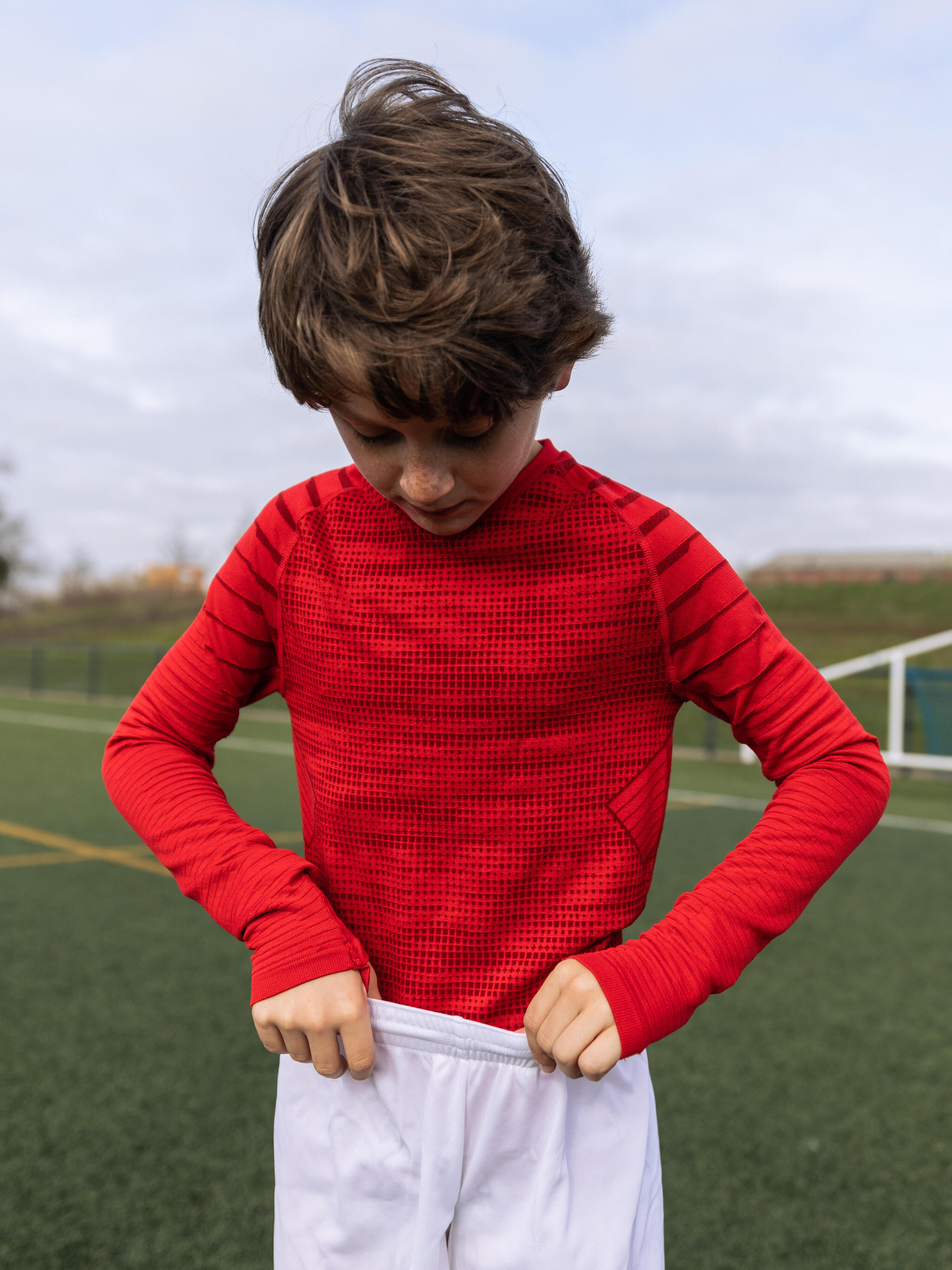 Sous-maillot de foot thermique seamless manches longues enfant, Keepdry jaune 11/11