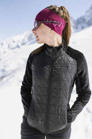 Γυναικείο ζεστό υβριδικό μπουφάν fleece πεζοπορίας - SH900 MOUNTAIN