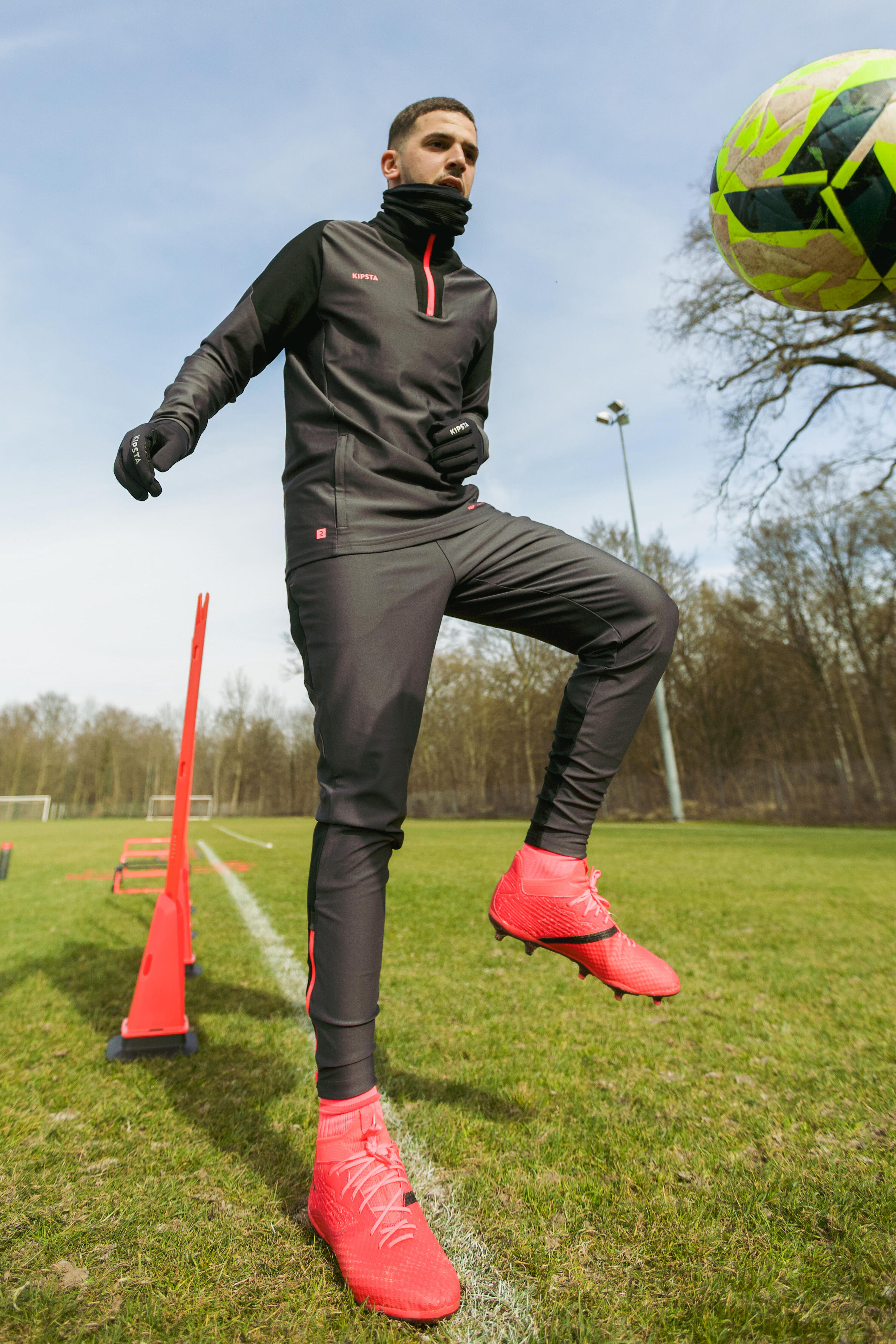 Voetbalbroek VIRALTO SOLO zwart roze 9/14