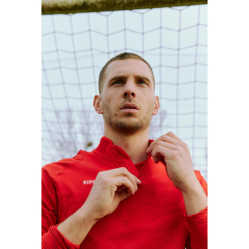 Bluză termică Fotbal CLR cu fermoar scurt Roșu Adulţi