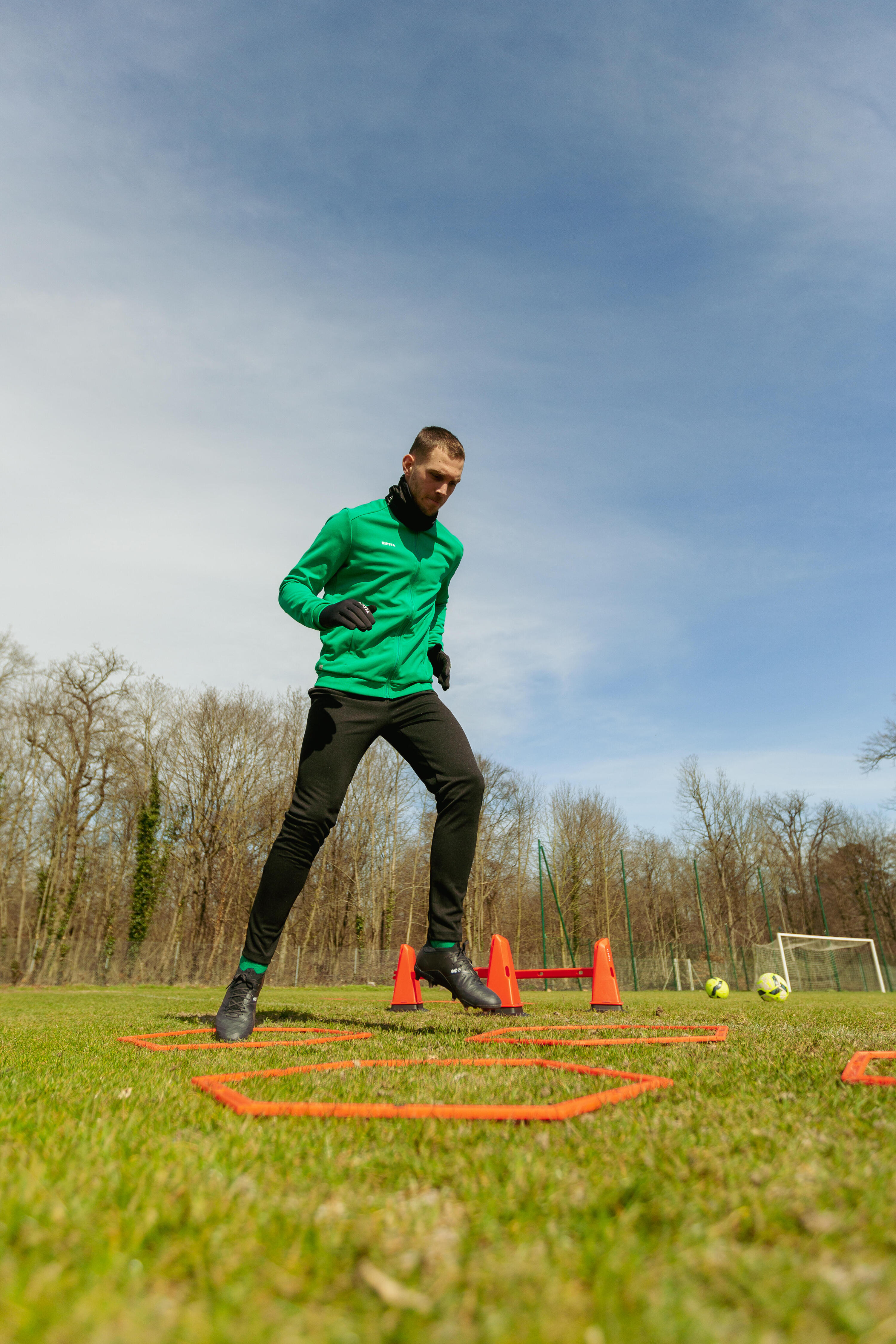 Fussball-Trainingsjacke Essentielle Grün 7/8