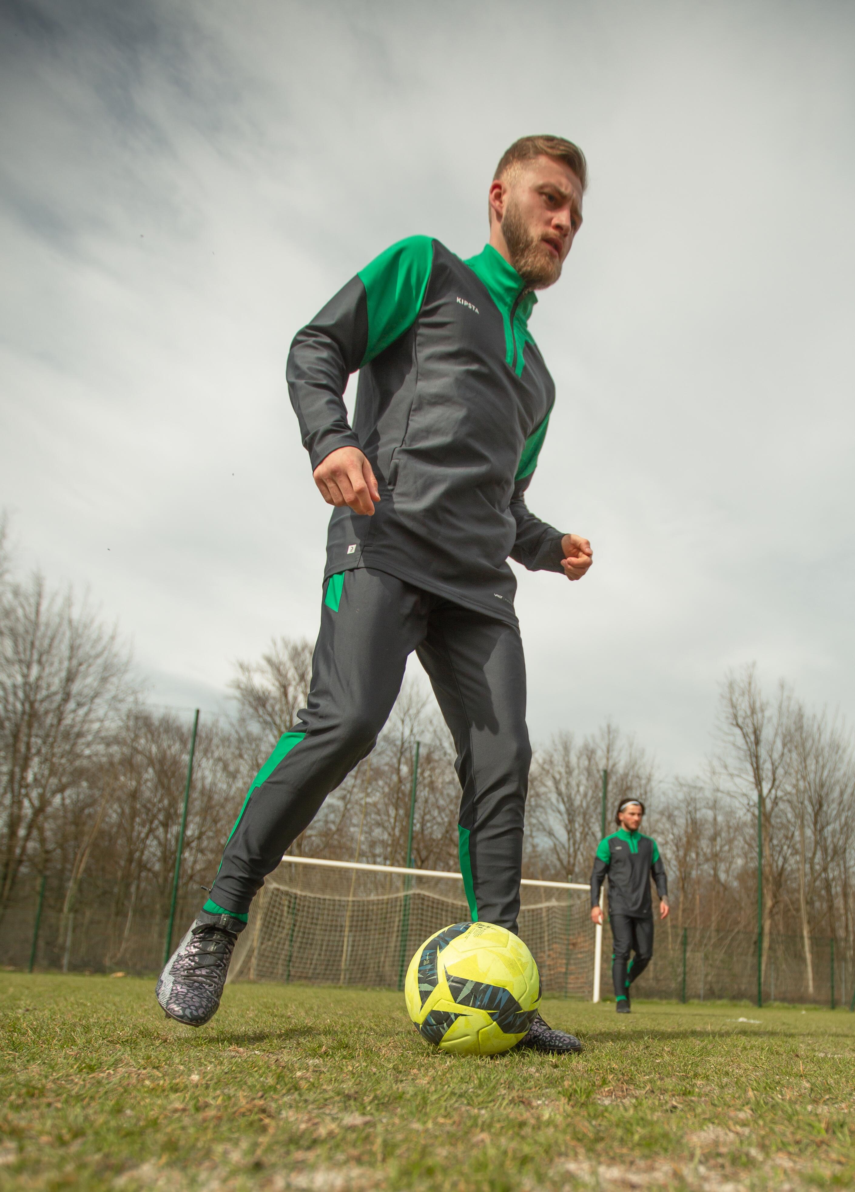 Sudadera de fútbol 1/2 cremallera VIRALTO CLUB gris carbono y verde 20/20