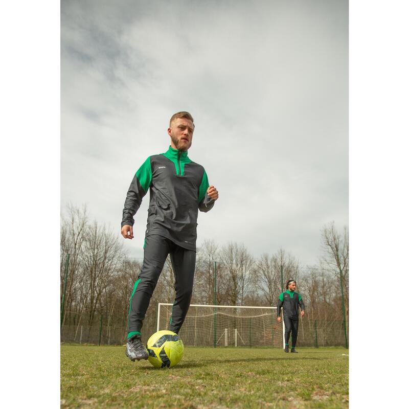Bluză cu fermoar scurt Fotbal VIRALTO CLUB Gri-Verde Bărbați 