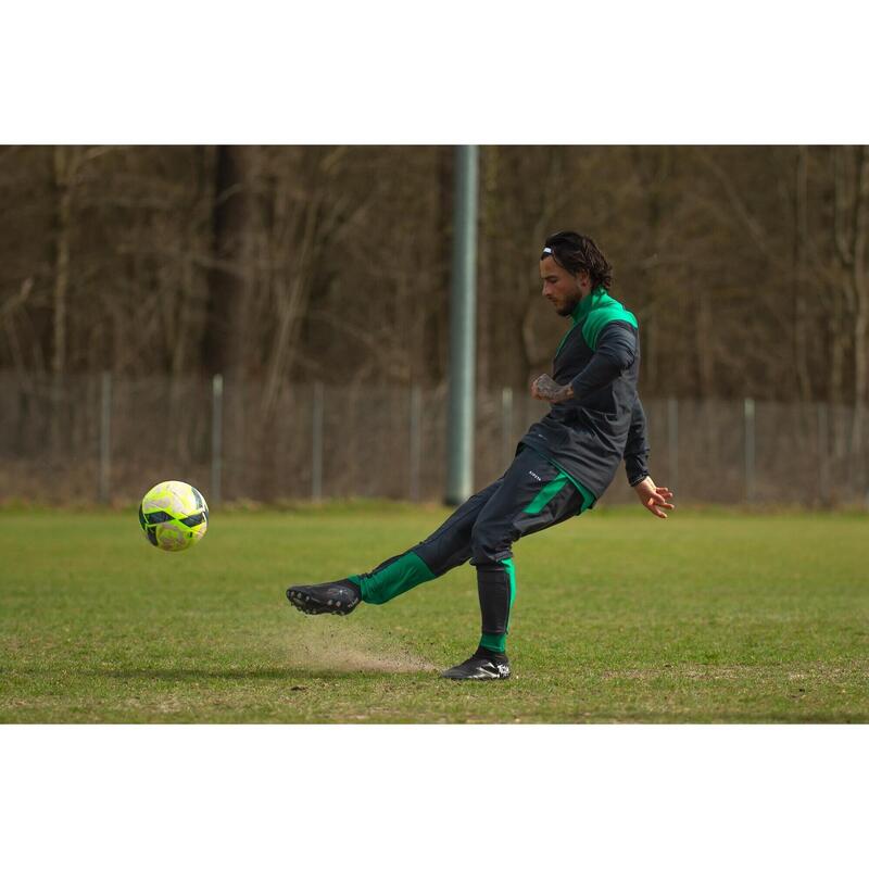 Bluză cu fermoar scurt Fotbal VIRALTO CLUB Gri-Verde Bărbați 