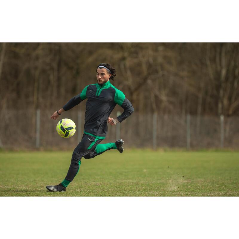 Bluză cu fermoar scurt Fotbal VIRALTO CLUB Gri-Verde Bărbați 
