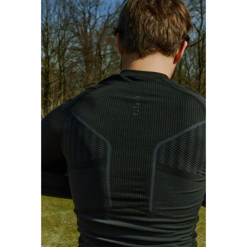 THERMOSHIRT MET LANGE MOUWEN VOOR VOLWASSENEN KEEPDRY 500 ZWART