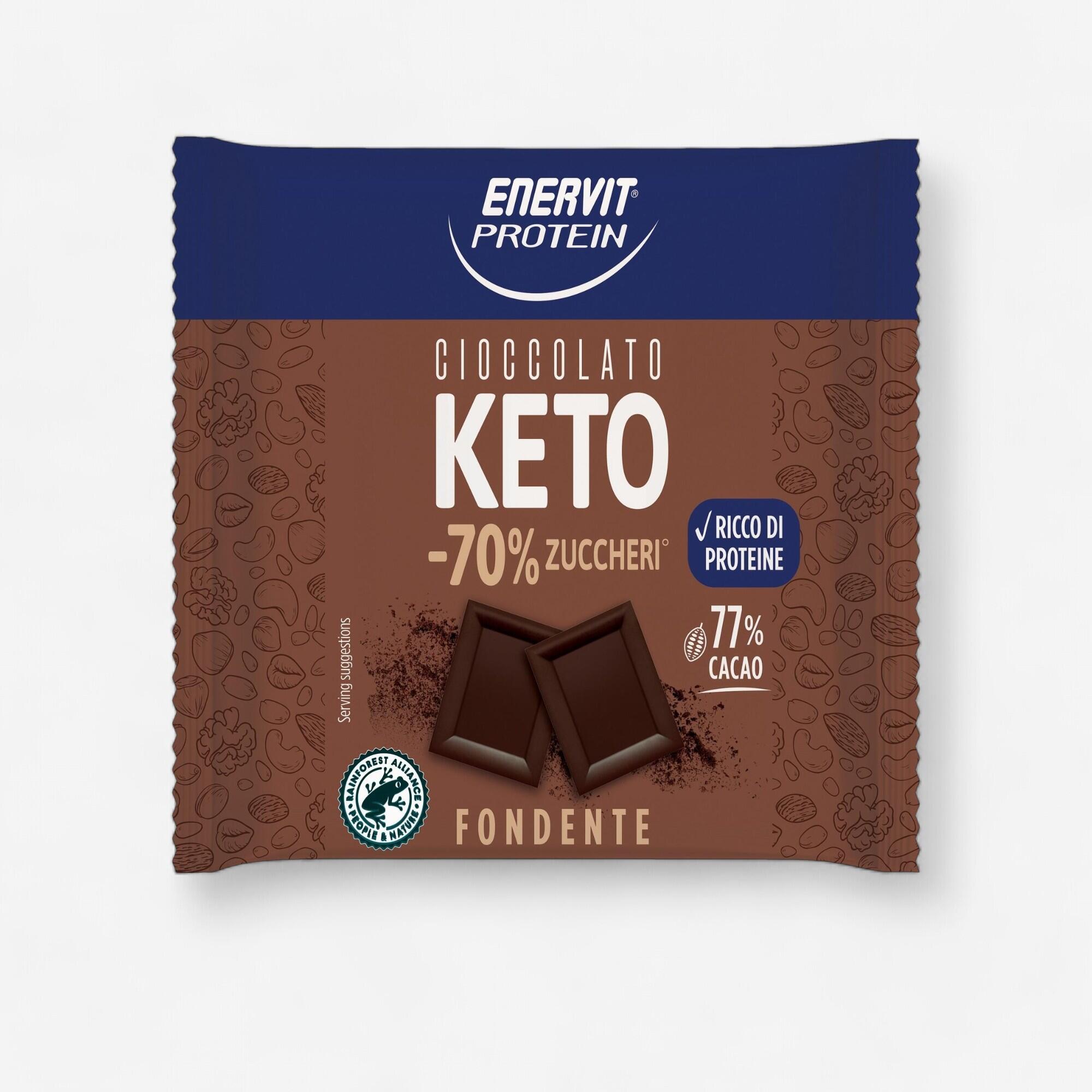 ENERVIT Tavoletta di Cioccolato 77% Cacao Keto Enervit ricca in proteine