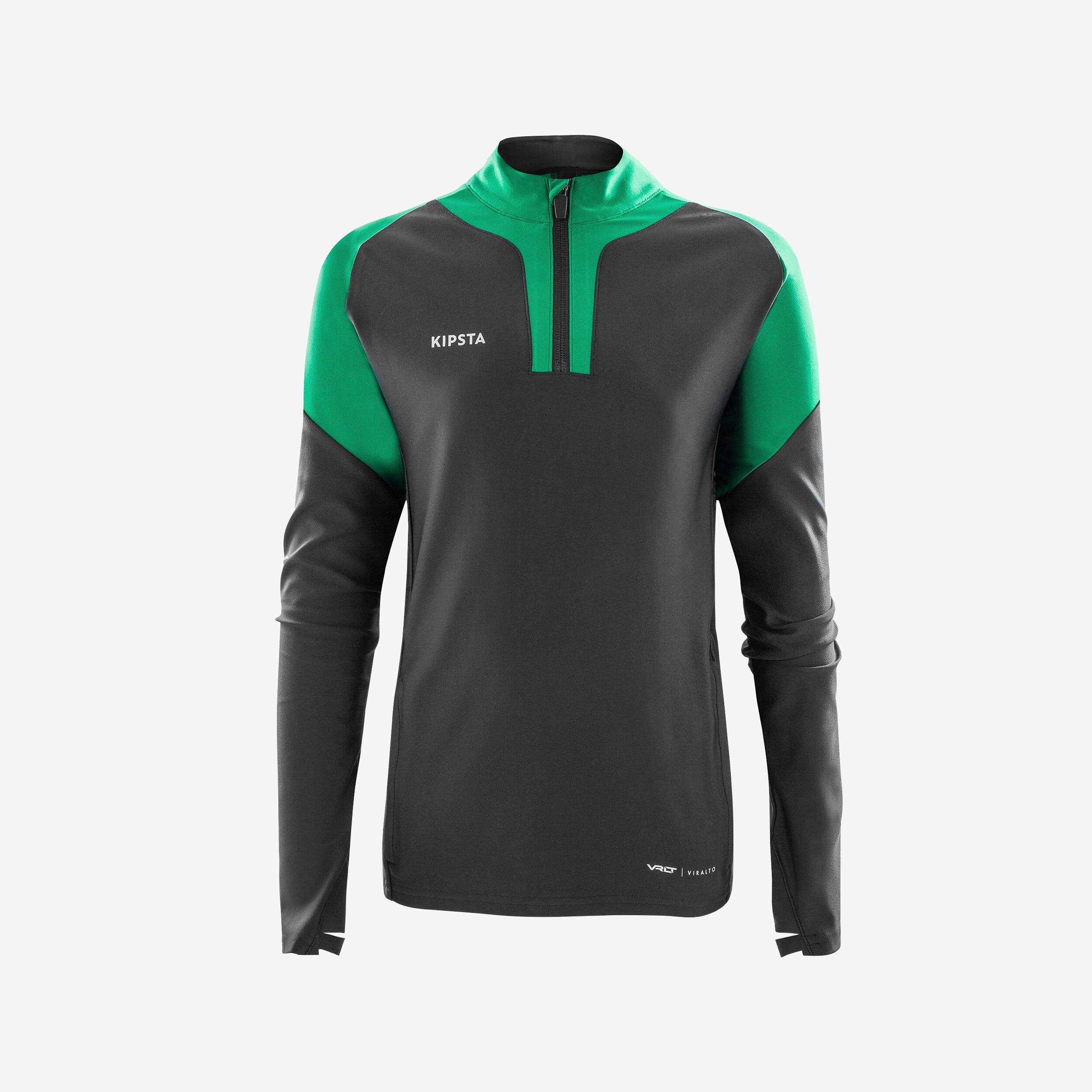 Decathlon | Felpa calcio bambino VIRALTO CLUB 1/2 zip verde-grigio |  Kipsta
