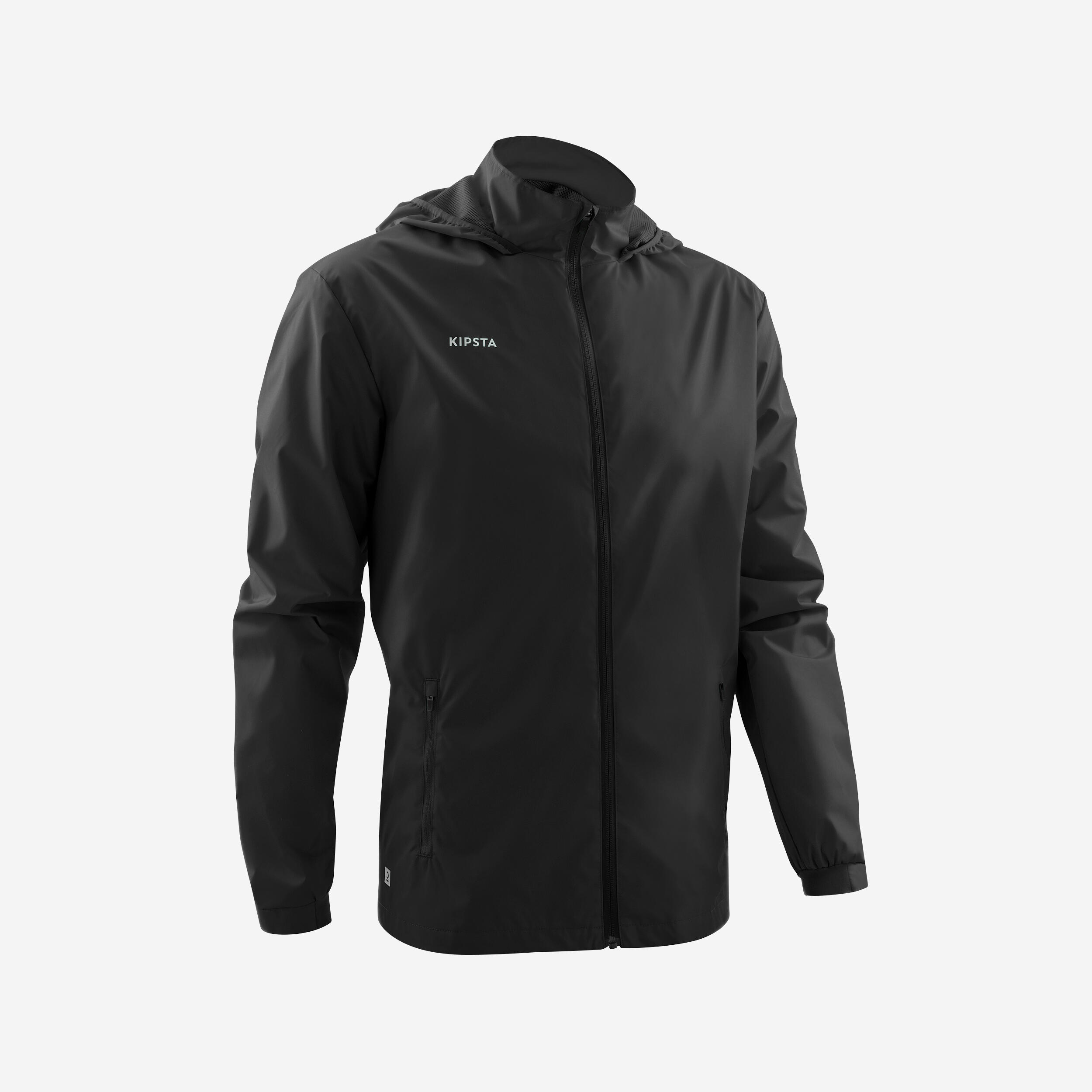 Manteau de soccer impermeable homme Viralto Noir Fum Gris Graphite Kipsta Decathlon
