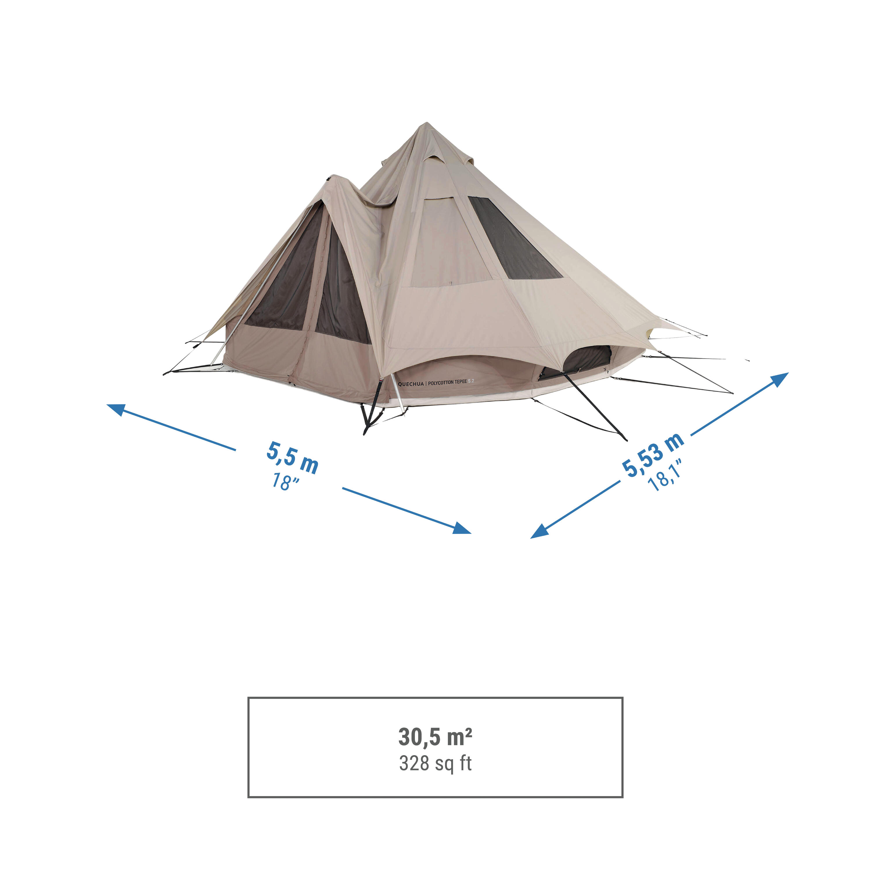 Tepee Camping Tent - Tepee 5.2 Polycotton - 5 Person - 2 Bedrooms 5/29