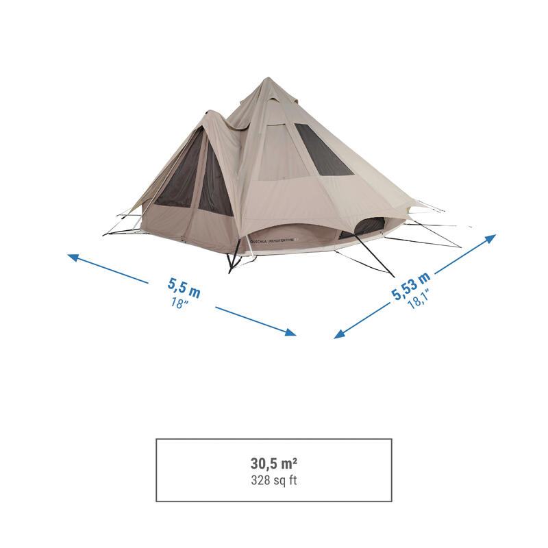 Kampeertipi voor vijf personen Tepee 5.2 polykatoen twee slaapruimtes