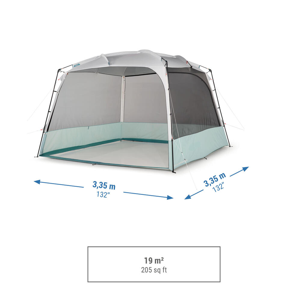 Aufenthaltszelt Stangenaufbau Camping - Base Arpenaz Ultrafresh für 10 Personen