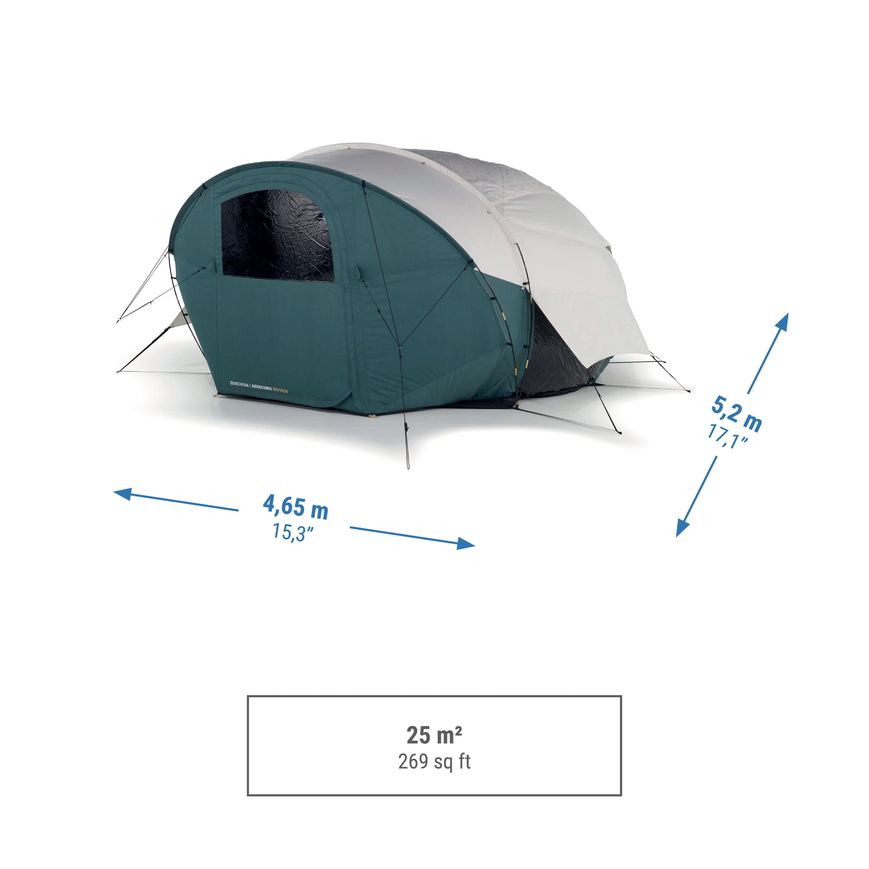 Camping Bubble Tent - AirSeconds Skyview Polycotton - 2 man - 1 Bedroom 5/23