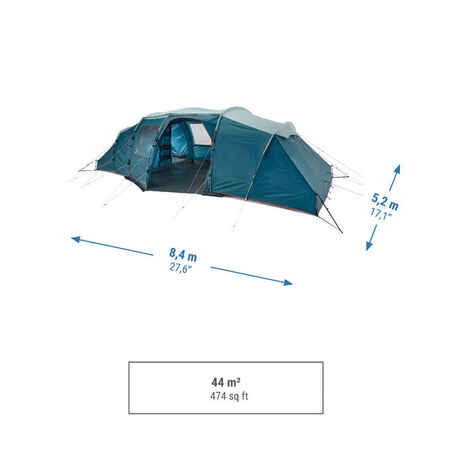 8 Man Tent With Poles - Arpenaz 8.4