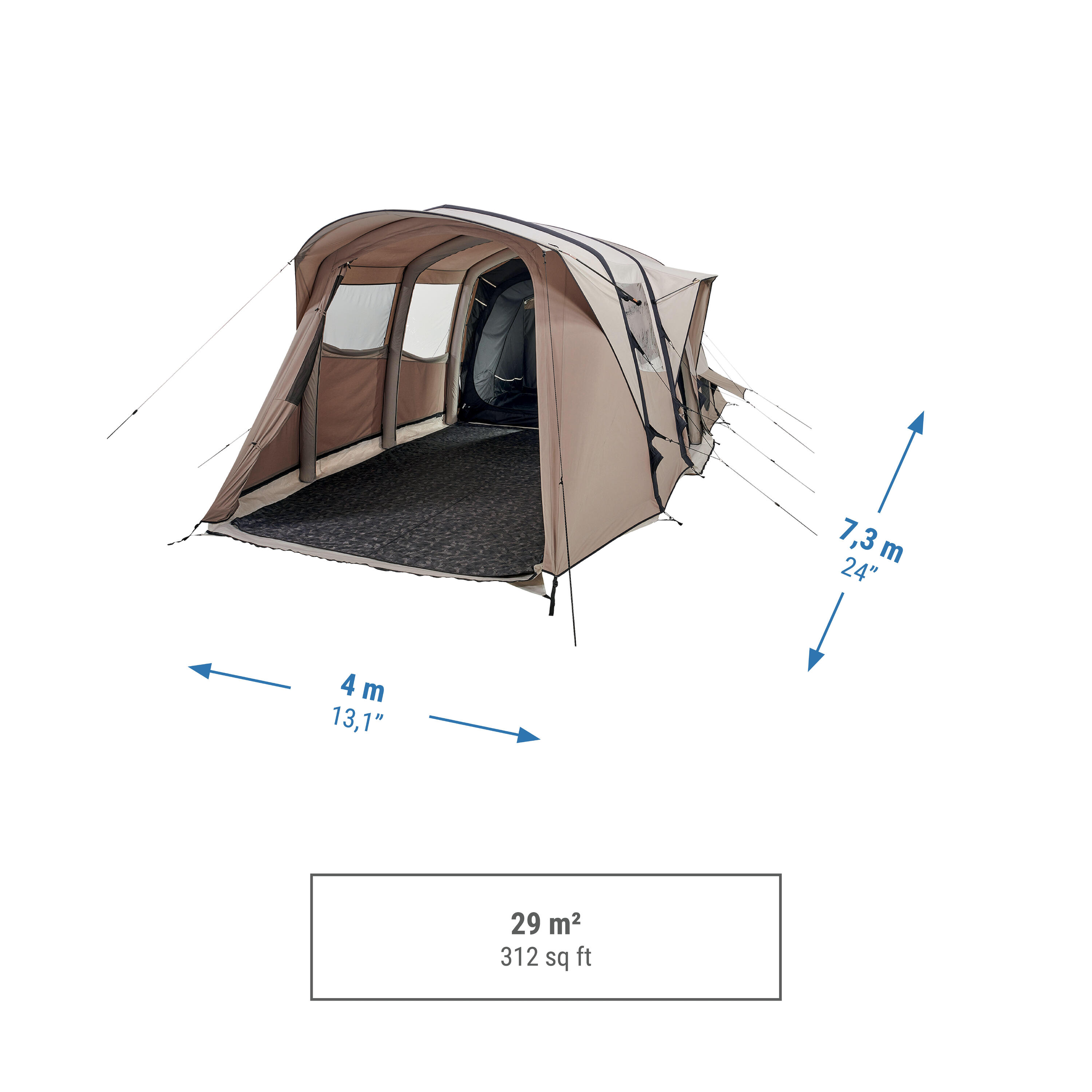 Inflatable camping tent - AirSeconds 6.3 Polycotton - 6 Person - 3 Bedrooms 7/71