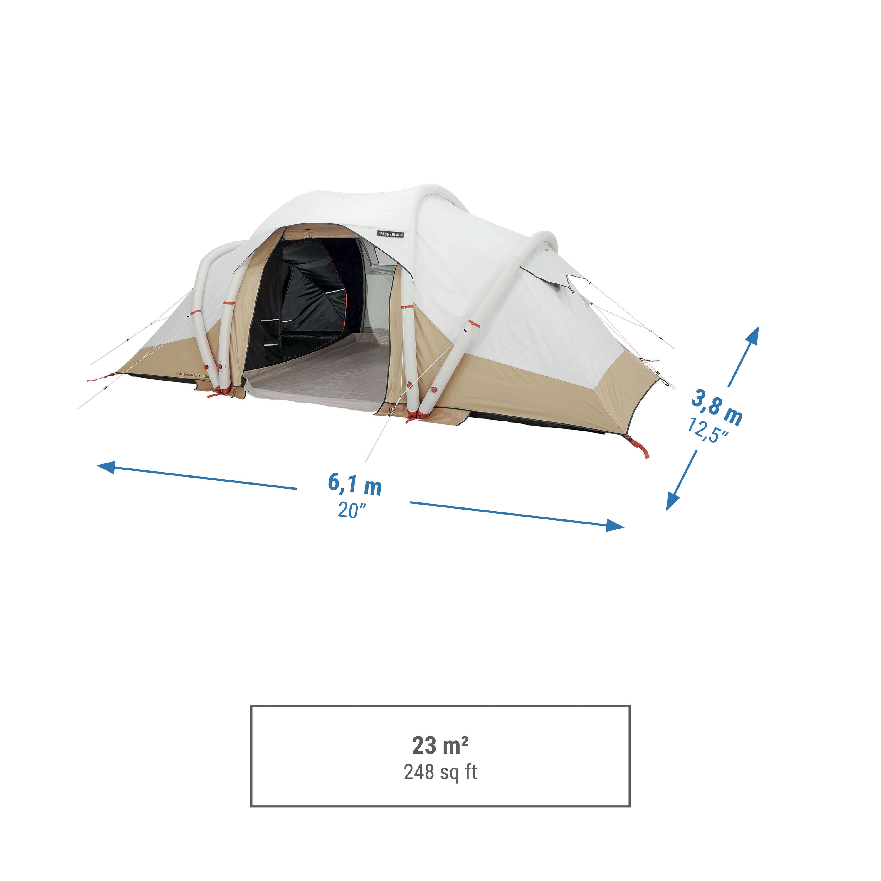 Inflatable camping tent - Air Seconds 4.2 F&B - 4 Person - 2 Bedroom 77/80