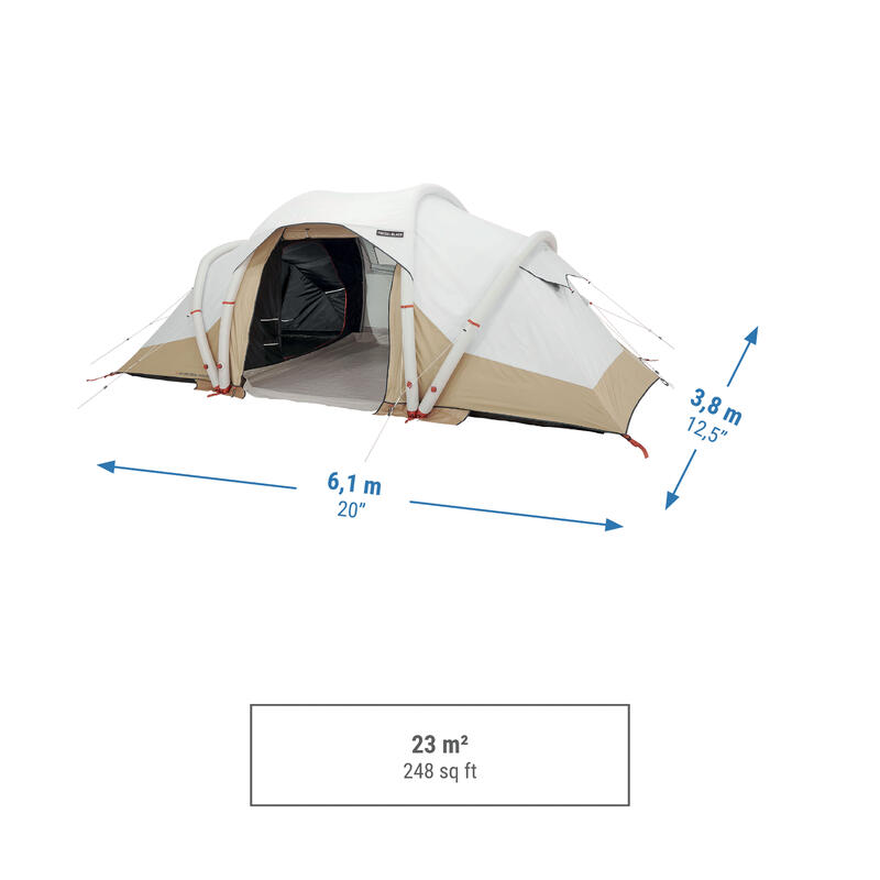 Kampeertent 4 personen Air Seconds 4.2 F&B opblaasbaar met 2 slaapruimtes