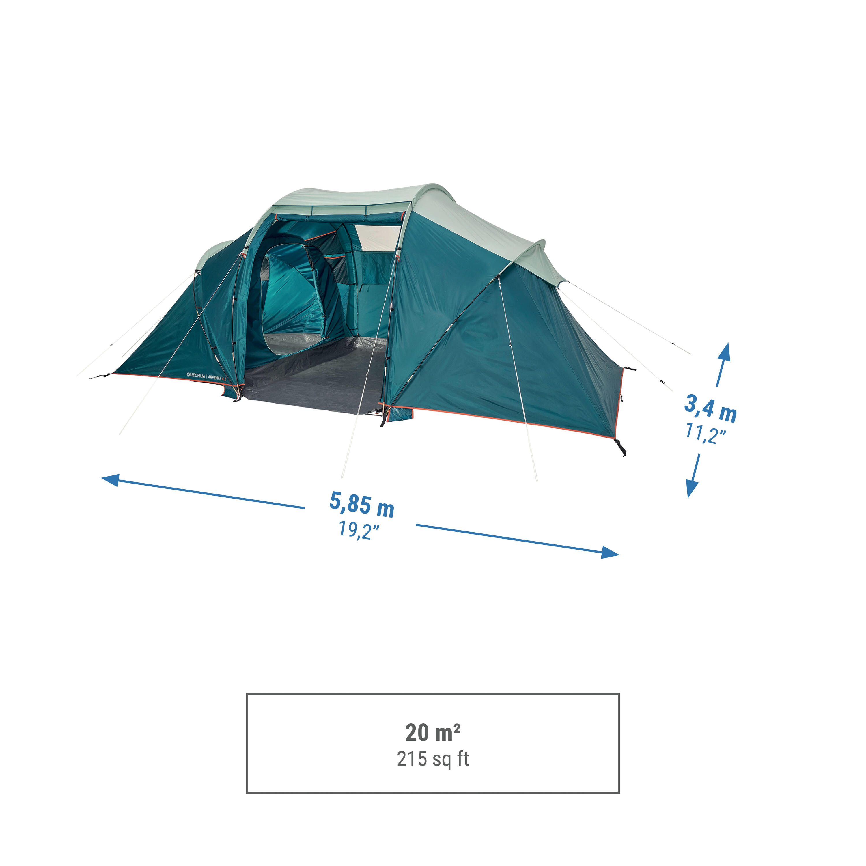 Camping Tent with Poles Arpenaz 4.2 4 People 2 Bedrooms 4/18