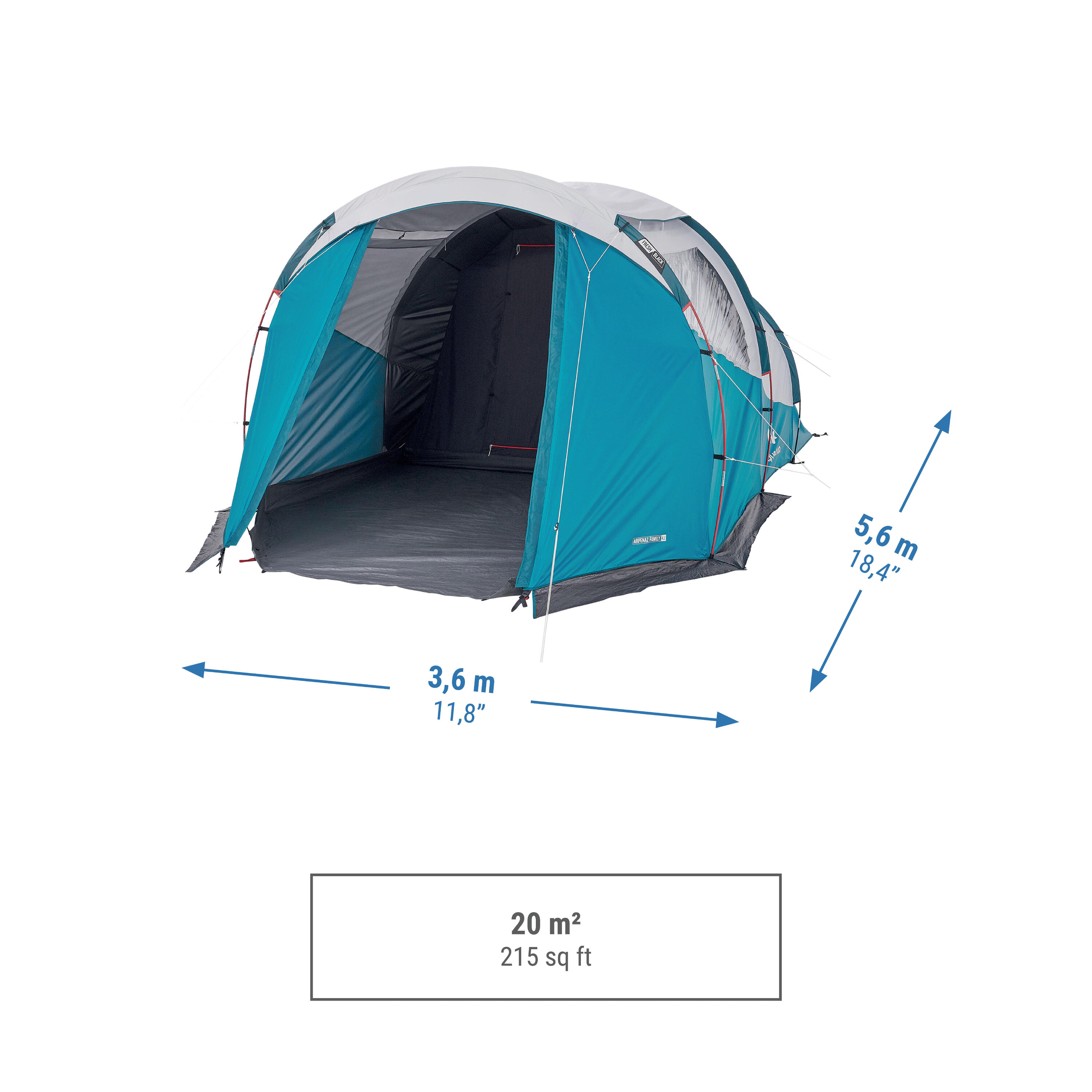 Tente de camping 4 places, Fresh & Black, Arpenaz 4.1 3/17