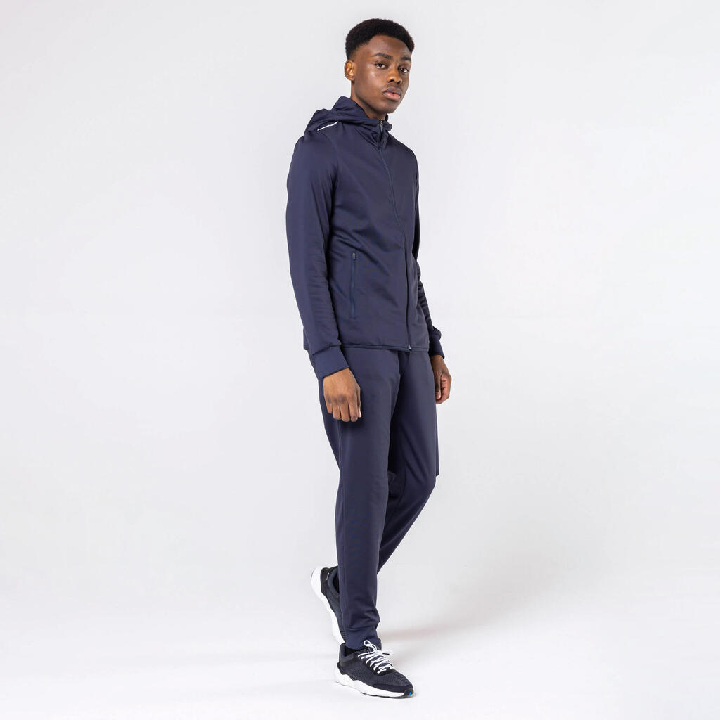 Pantalone za trčanje Kiprun Run 100 Warm muške - tamnoplave