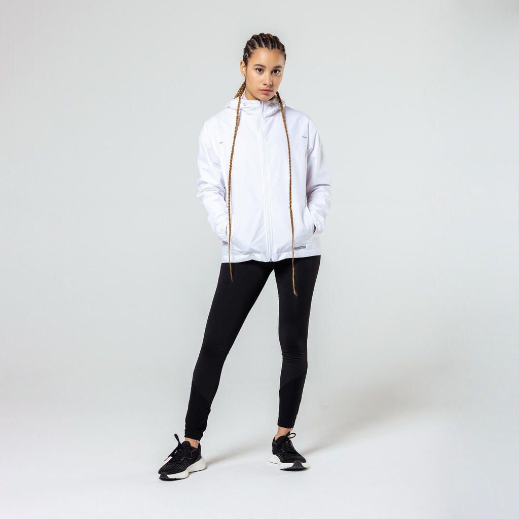 Veste imperméable de running Femme - KIPRUN Run 100 Rain Blanche