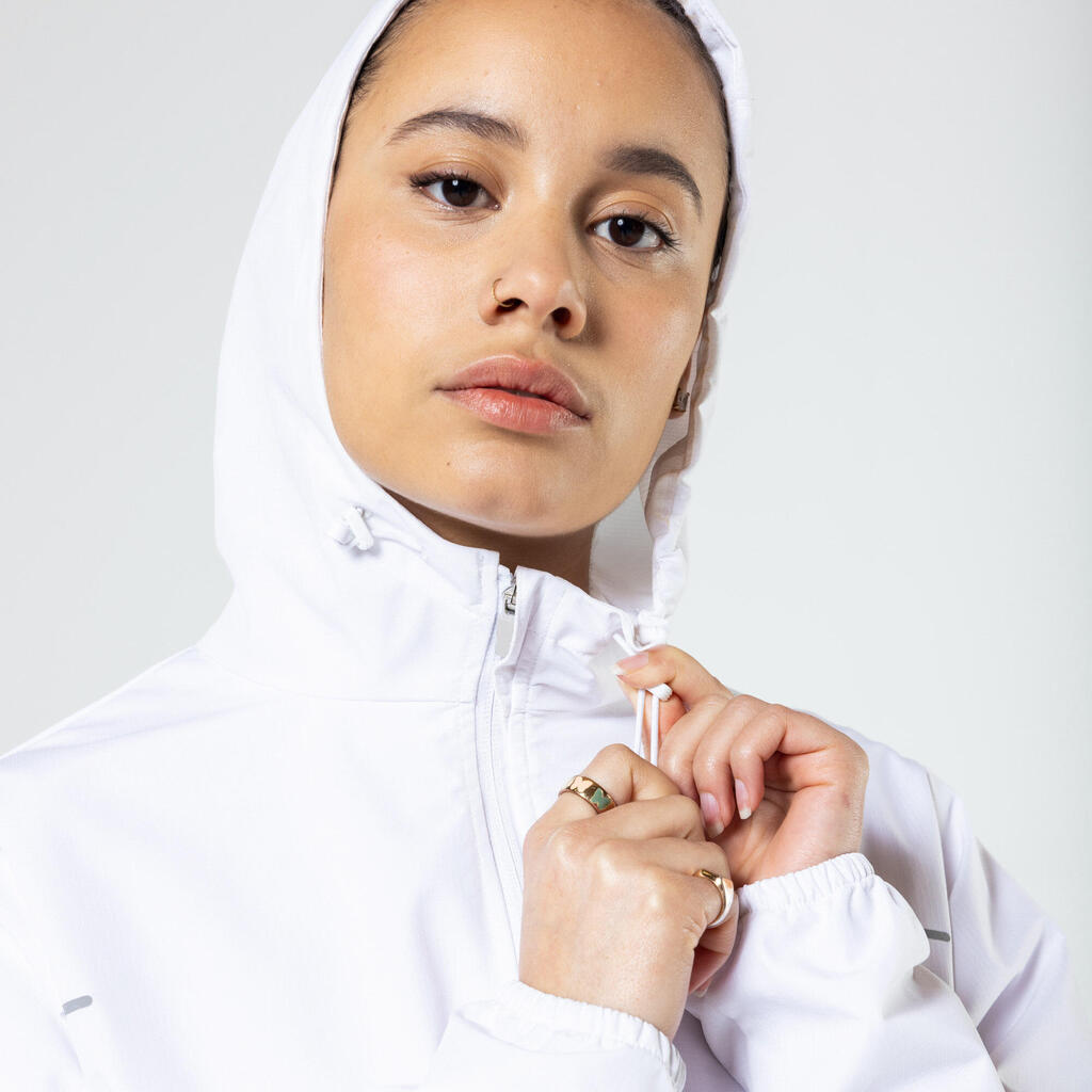 Veste imperméable de running Femme - KIPRUN Run 100 Rain Blanche