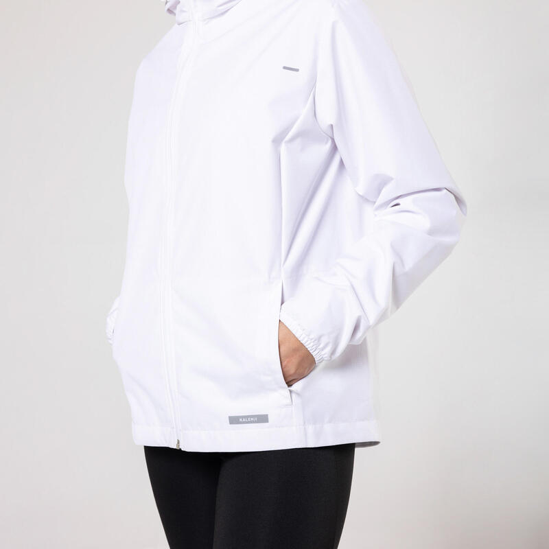 Chaqueta running impermeable Mujer Rain Run 100 blanco