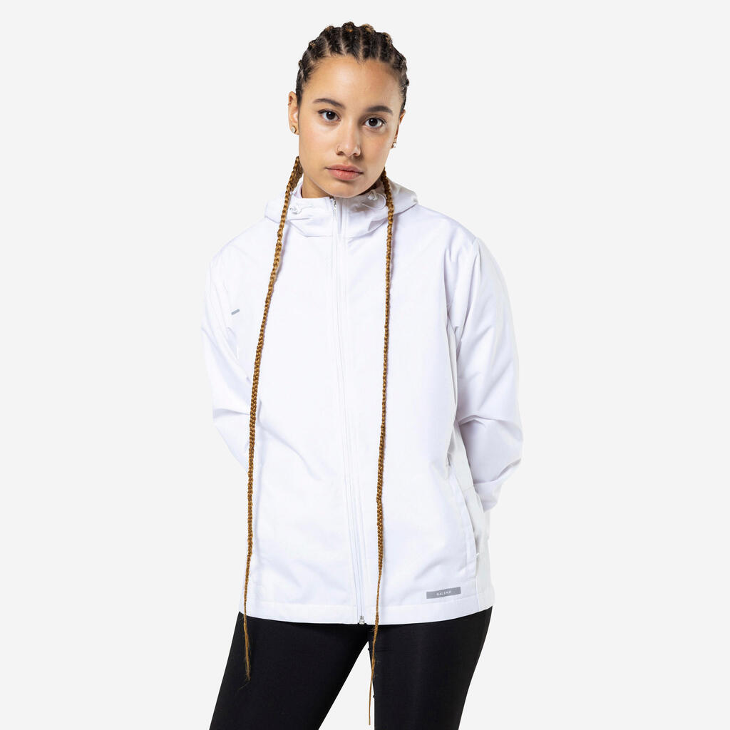 Laufjacke Damen wasserdicht - Rain Run 100 weiss 