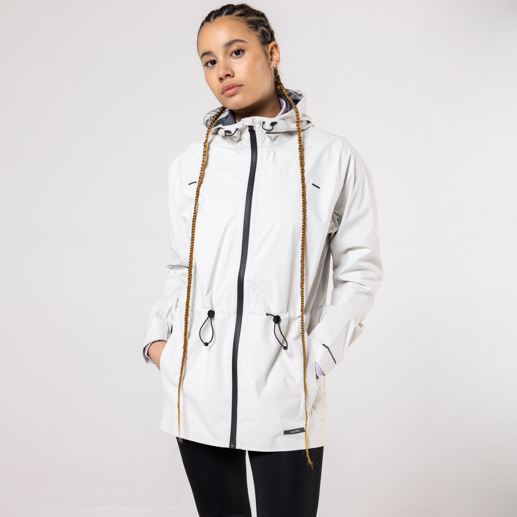 WOMEN'S RUN 500 RAIN JACKET - BEIGE 5/5