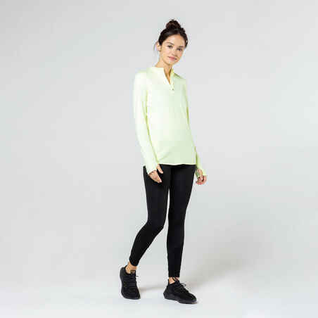 Women's Zip Warm long-sleeved running T-shirt - yellow 