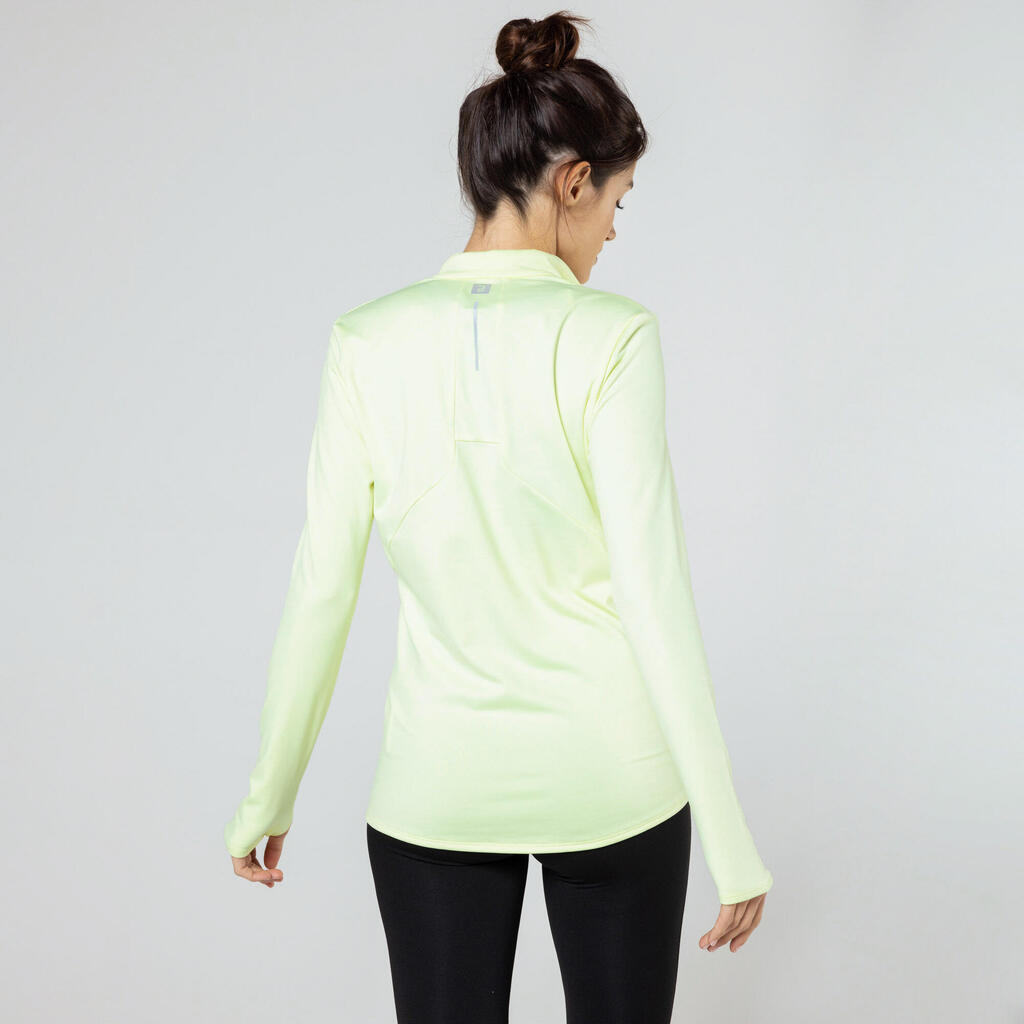 Laufshirt langarm Damen warm mit Reißverschluss - gelb 