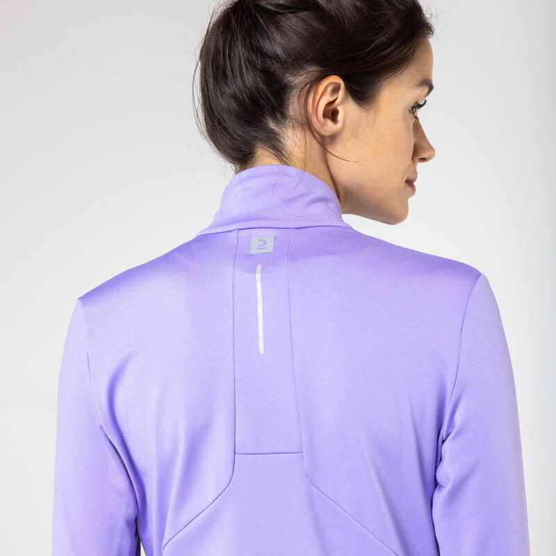 T-shirt manches longues chaud running femme - Zip warm violet