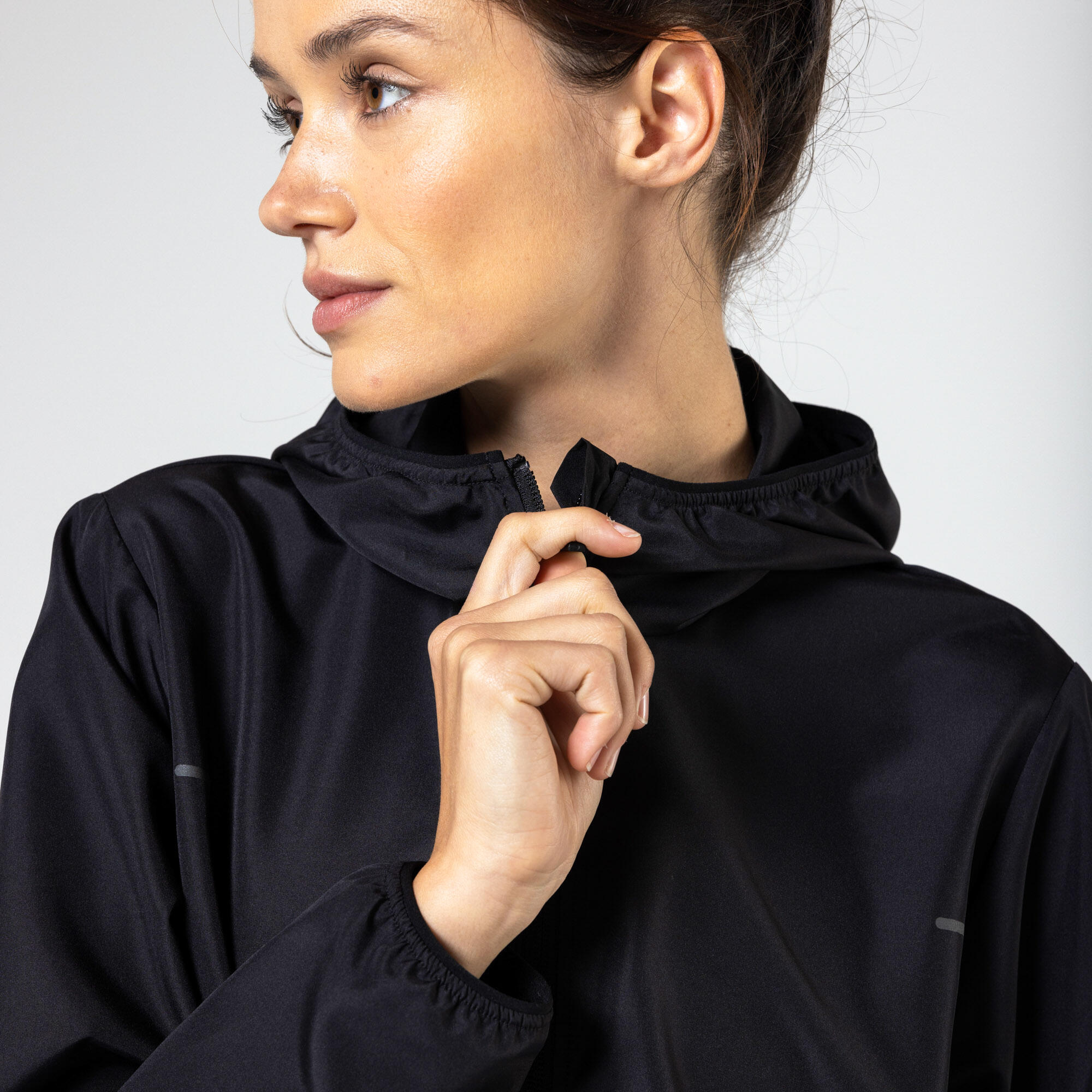 Women's Windproof Running Jacket - Run 100 Black - KALENJI