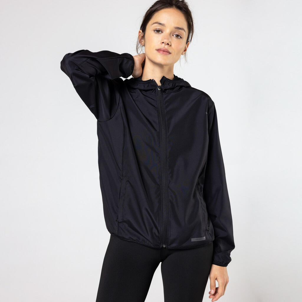 Veste coupe-vent de running Femme - KIPRUN Run 100 Wind Blanc ultra