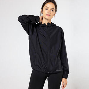 Chaqueta cortaviento de running Mujer - KIPRUN Run 100 Wind Negro