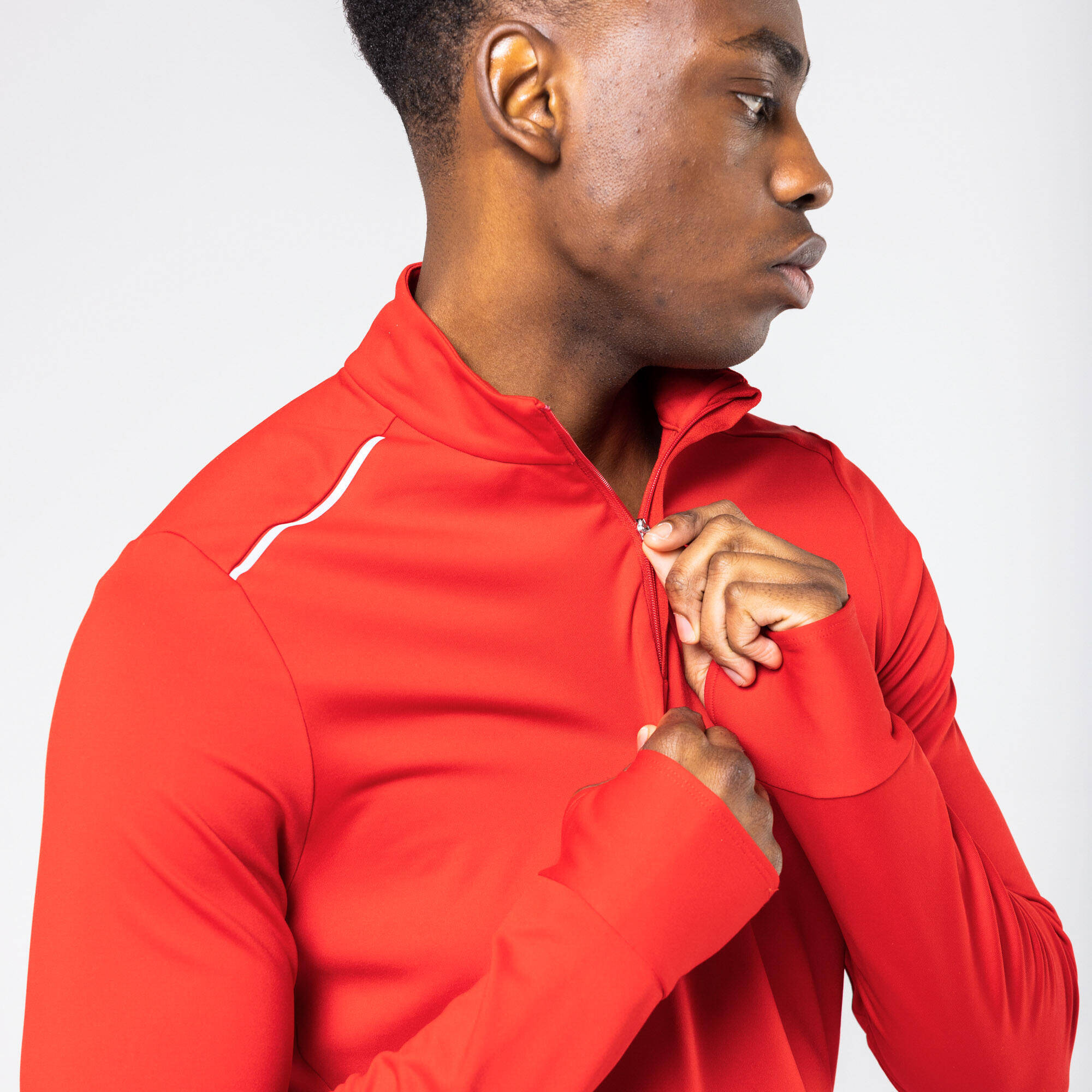 Men Running T-Shirt, Warm and Long-Sleeved, Run 100 Warm - Red -  4