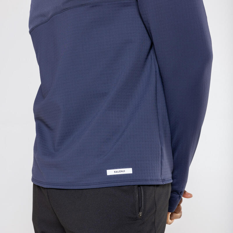 男款保暖跑步長袖 T 恤 Warm 500－深藍色