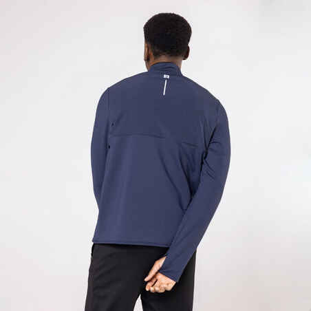 Vyriški šilti bėgimo marškinėliai ilgomis rankovėmis „Warm 500“, tamsiai mėlyni