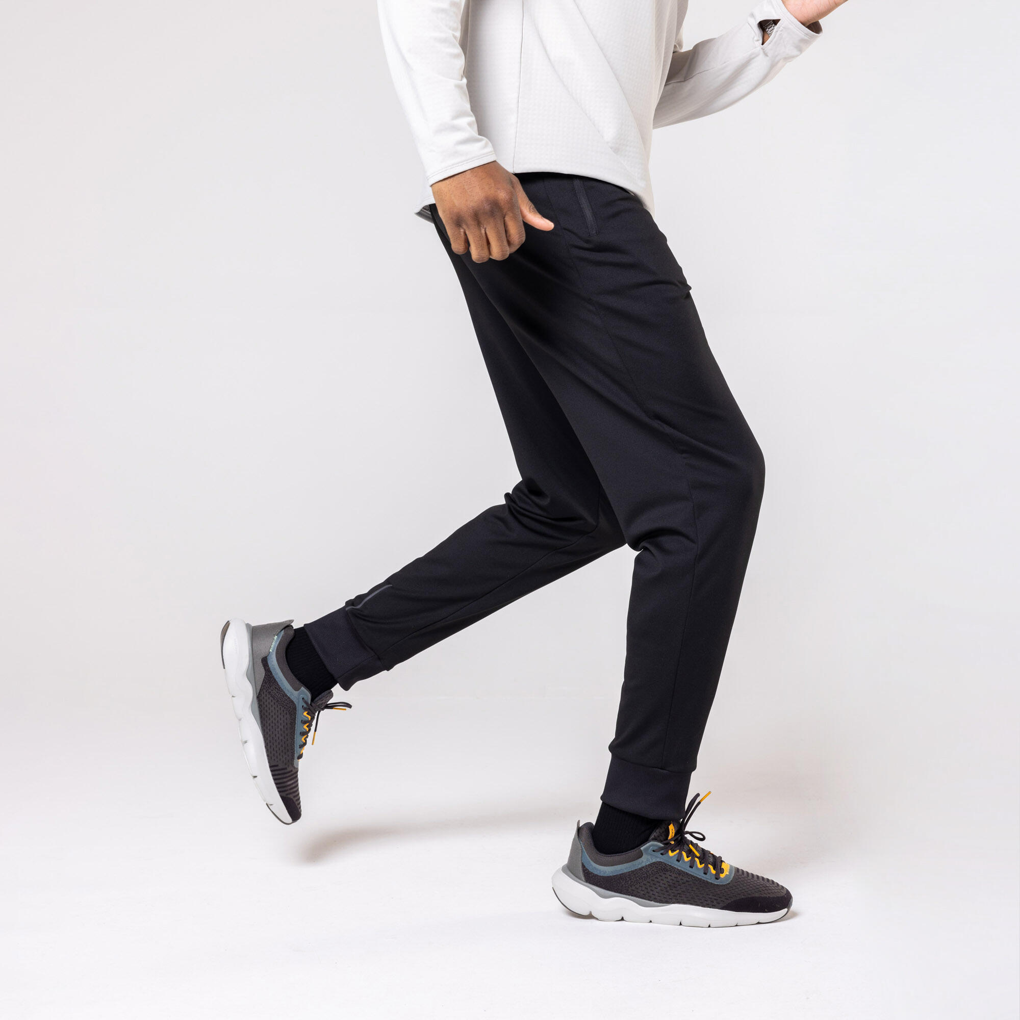 Pantaloni running uomo RUN 100 WARM neri 3/9