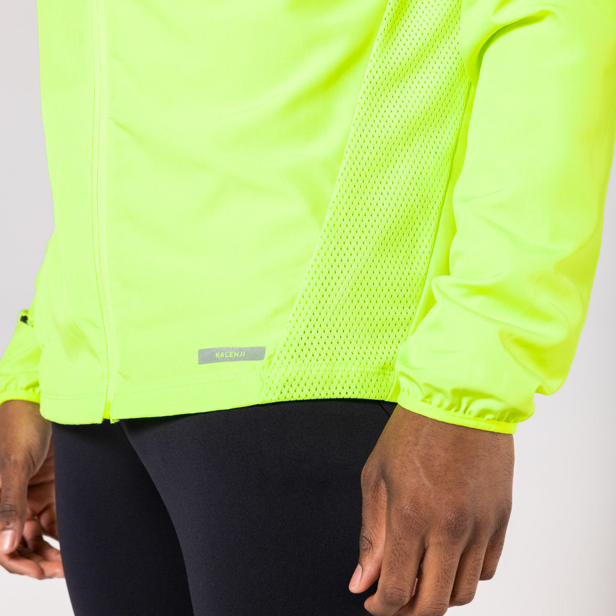 Manteau de course coupe-vent homme – Run 100 jaune fluo - KALENJI