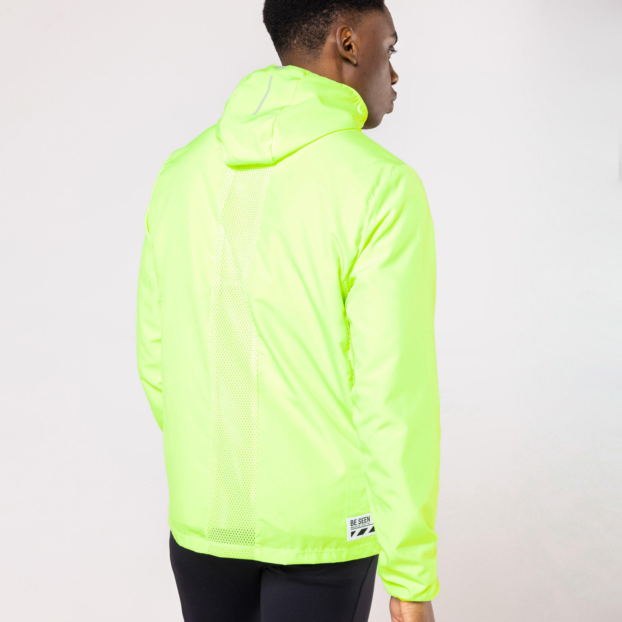 Manteau de course coupe-vent homme – Run 100 jaune fluo - KALENJI