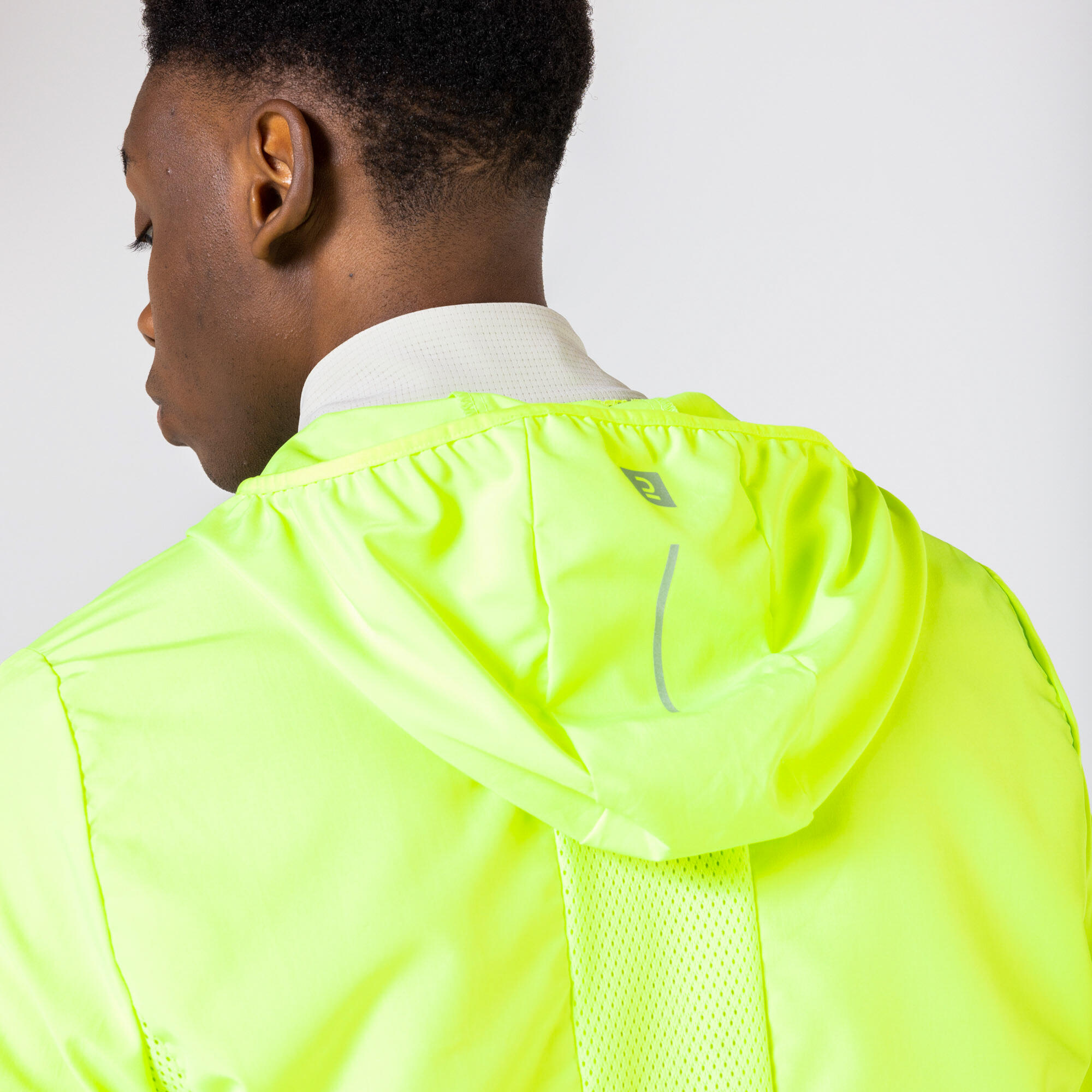 Manteau de course coupe-vent homme – Run 100 jaune fluo - KALENJI