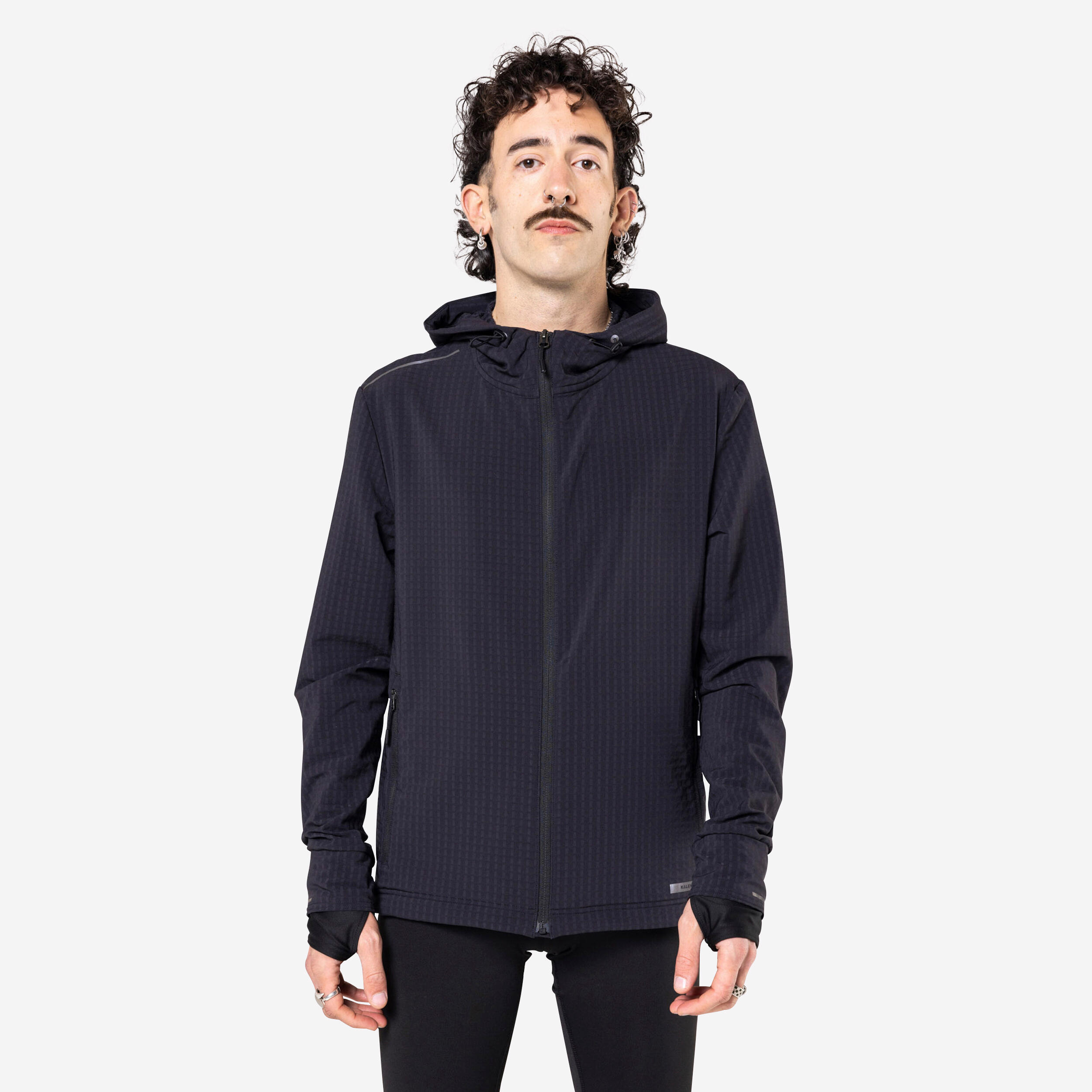 MEN'S LONG-SLEEVED WARM RUN 500 JACKET - BLACK 1/5