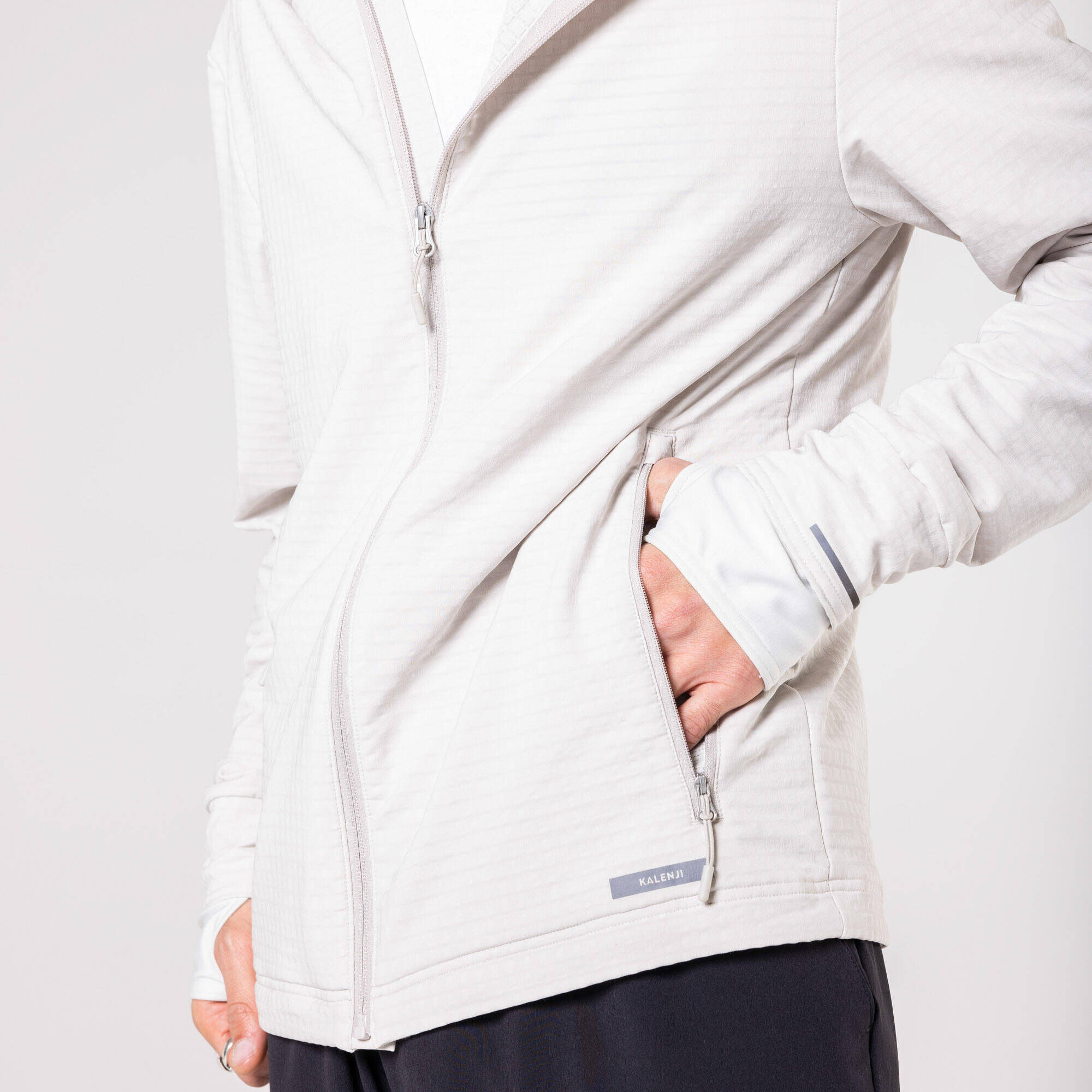 Men's KIPRUN RUN 500 Warm Running Jacket - Pebble Beige -  3