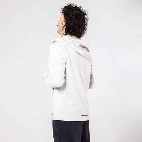 Vyriška šilta bėgimo striukė ilgomis rankovėmis „Run 500“, balta