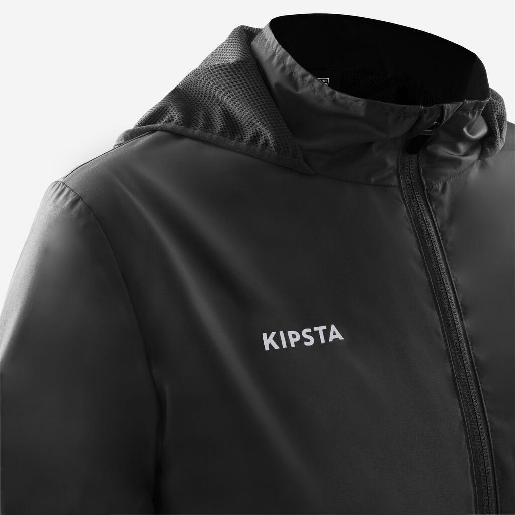 Kids Unisex Waterproof Football Jacket By Kipsta In Black