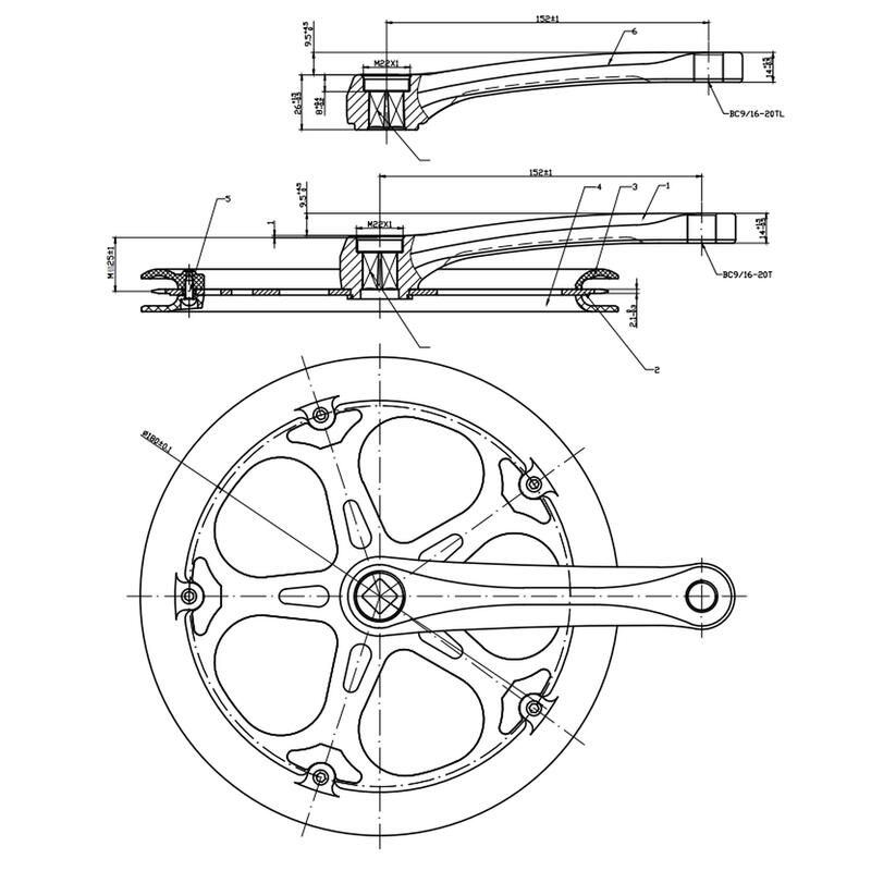 Pedalier 1 foaie 52d 152mm