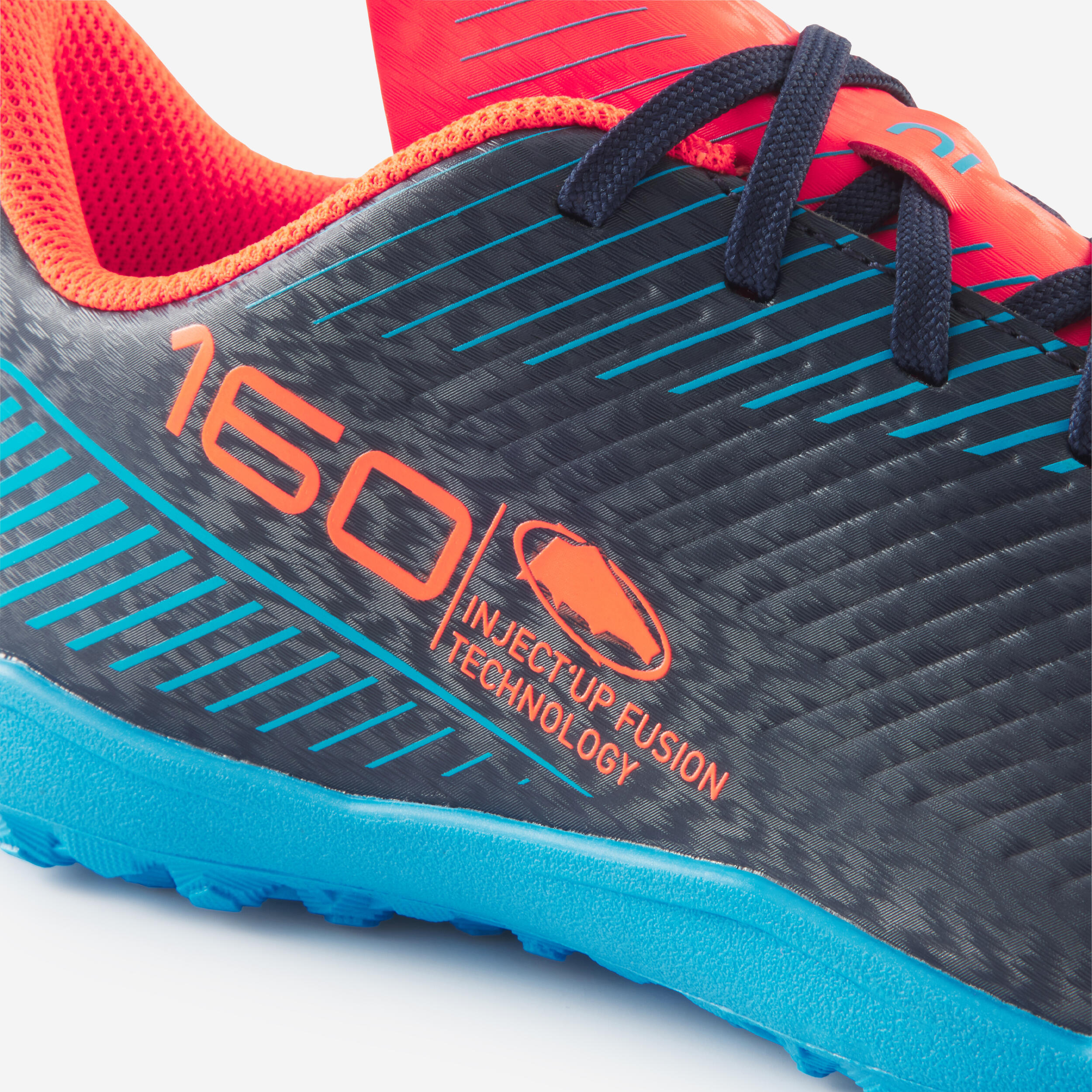 Kids' LaceUp Football Boots 160 Turf Navy Blue KIPSTA Decathlon