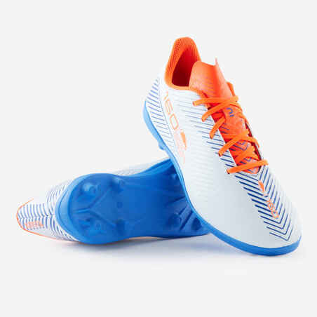 Kids' Lace-Up Football Boots 160 AG/FG - Light Grey